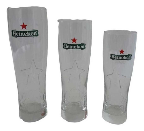 3 Vasos Heineken 500 Ml + 350 Ml + 250 Ml Estrella Relieve