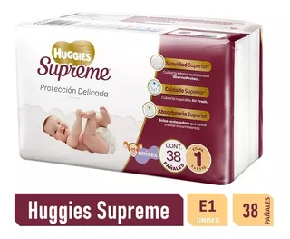 Pañales Huggies Supreme Etapa 1 Unisex P 38 u