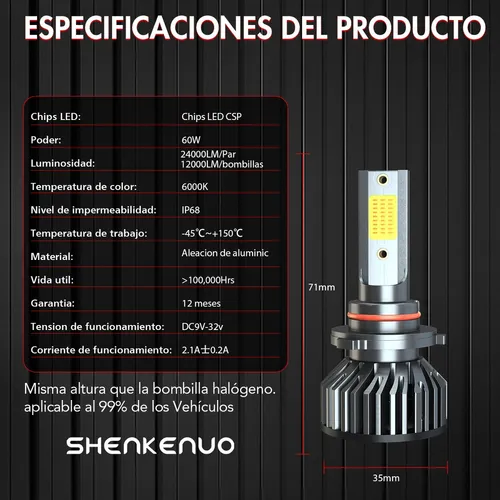 Bombilla Led 9005 9006 For Faros Delanteros, Luz Alta/baja