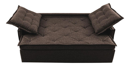 Sofá retráctil sin caja con cama plana Inbox de 1,85 m. Ropa de cama marrón