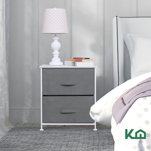Comoda Cajonera 2 Cajones 2pzas Colchon Matrimonial En Caja Color blanco y gris