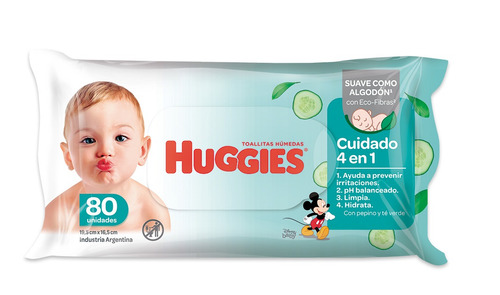 Imagen 1 de 2 de Toallitas húmedas Huggies 4 en 1 80 u