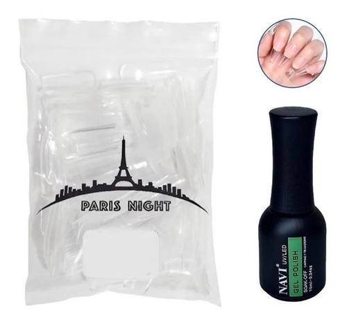 Kit Soft Gel 100 Tips Paris Night+ Base Kapping 10ml Premium