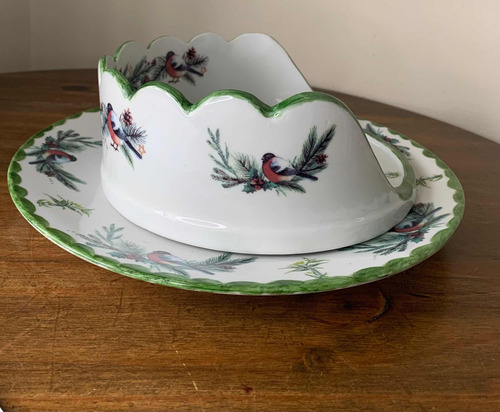 Panetoneira Aberta De Porcelana Com Prato - P8