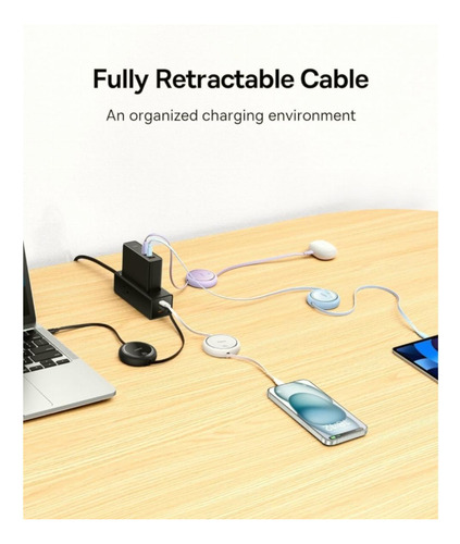 Baseus Usb-c Mini Cable De Carga Retráctil De 100 W, Blanco