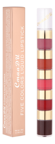 Kit De Lápiz Labial Mate Líquido T De 5 Colores, Paquete De