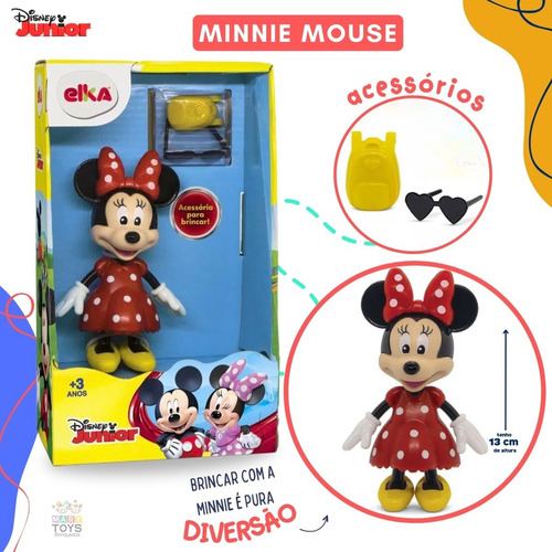 Kit Boneca Infantil Minnie E Boneco Mickey Mouse Acessórios
