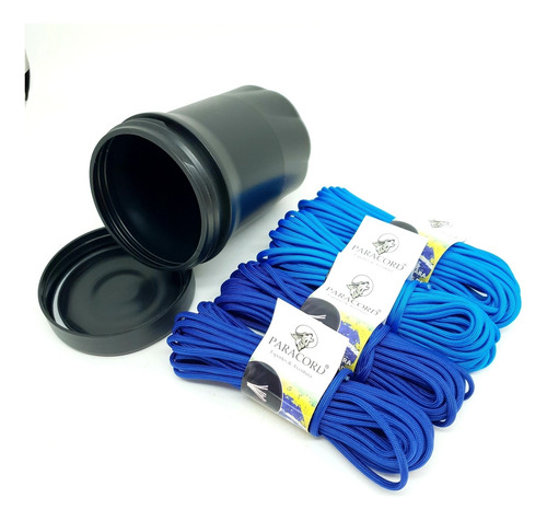 Paracord 550 Em 4 Rolos De 10m Pote Militar Impermeável Edc