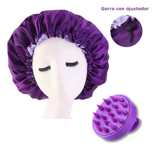 Kit Gorro De Satin + Masajeador Cuero Cabelludo