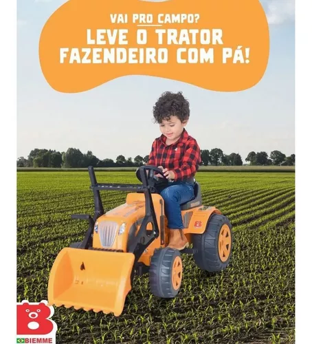 Carrinho Infantil Passeio De Pedal Trator Fendt - Com Caçamba - Biemme -  Verde