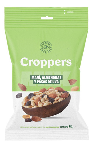 Mix Croppers Mani Almendras Pasas De Uva 85gr