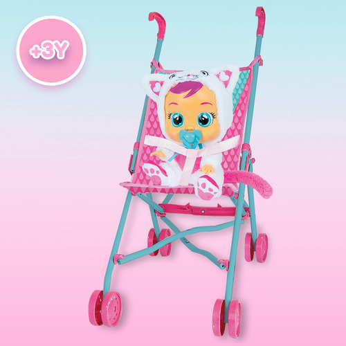 Cochecito De Muñeca De Bebé Color Rosa Cry Babies
