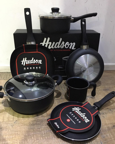 Set De Ollas Sarten Bifera Jarro Panqu Antiadherente Hudson 