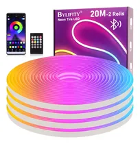 Comprar Bylifity Tira Led Neon Rgb Bluetooth 20m Luz Led, Multicolor Luces Led Para Cuarto Exterior Flexibles 2 Rolls, Impermeable Ip68, Control Inteligente App, Navidad Halloween Lampara