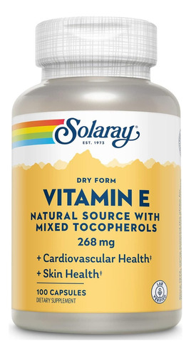 Vitamina E Con Tocoferoles Mixtos 268 Mg Solaray 50 Cápsulas