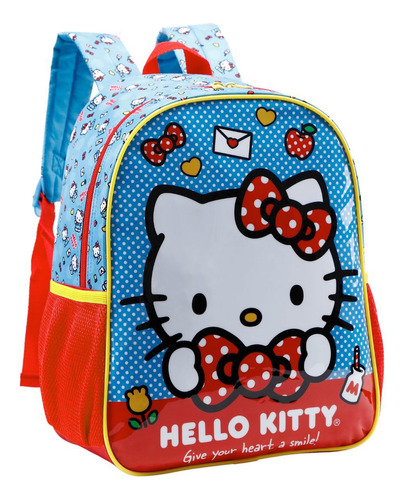 Mochila Escolar 14 Hello Kitty Azul Sanrio - Xeryus 11823