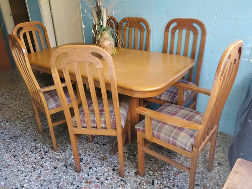 Juego De Comedor 6 Sillas Madera Maciza Extensible 