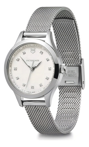 Reloj Victorinox Alliance Mujer 241878 de Acero Inoxidable Color de Correa y Bisel Color de Fondo Blanco