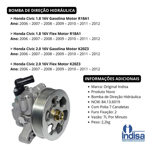 Bomba Direção Hidráulica Honda Civic 1.8 Lxs 2008 2009