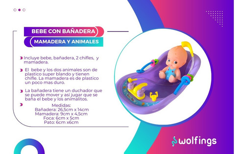 Muñeco Bebe Con Bañadera Y Accesorios Baño Bath Friend Pato
