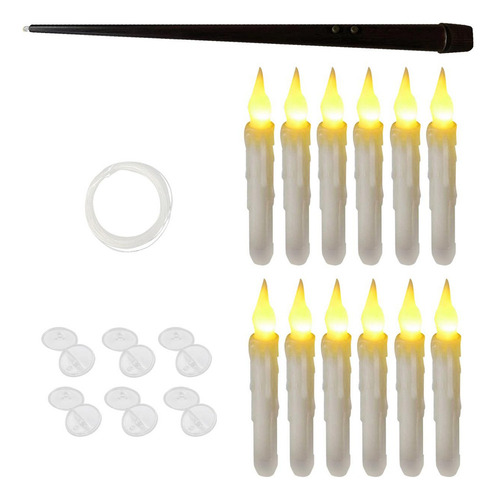 12 Piezas Velas Flotantes Colgantes Velas Cónicas Led Velas