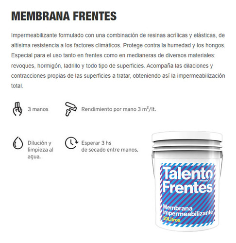 Imagen 4 de 7 de Membrana Polacrin Frentes Muros 25k Talento Impermeable 20 L