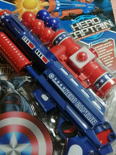 Imagen 5 de 9 de Arma Capitán América Lanza Pelotas. 37 Cm.