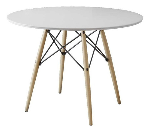 Mesa De Jantar Redonda Eiffel Wood Branco 90 Cm