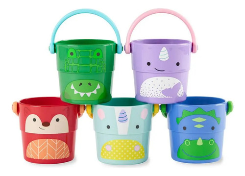Brinquedo De Banho Infantil Kit 5 Baldinhos Animais Skip Hop