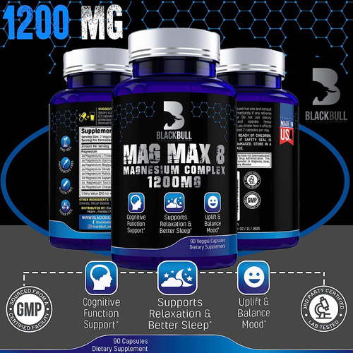 Blackbull Magmax Magnesio Complex 1200 Mg -90 Cápsulas | L-t