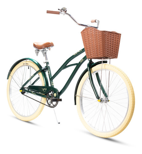 Bicicleta Urbana Para Mujer R26 Malibu Retro Verde Turbo