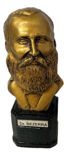 Escultura Busto Dr. Bezerra De Menezes Dourado 12,5cm Resina