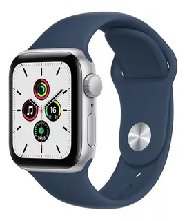 Apple Watch SE (GPS, 40mm) - Caixa de alumínio galactic silver - Pulseira esportiva Azul-abissal