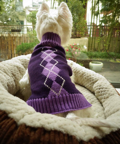 Argyle Knit Pet Sweaters Ropa Para Perros Pequeños, Clásico