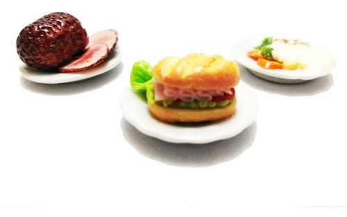 Set S3 Varios Platillos Comida Miniatura Para Casa De Muñeca