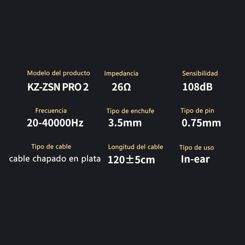 Audífonos Kz Zsn Pro 2 Intrauditivos Silver