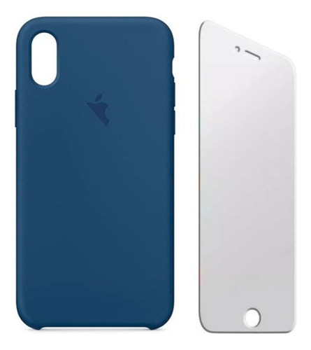 Funda Silicone Case Para iPhone X Xs Xr  + Vidrio Templado9d