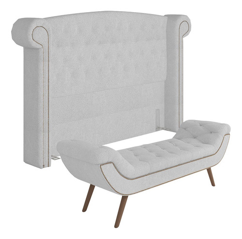 Cabeceira Queen 160cm Provença Recamier Veneto Bouclé Branco