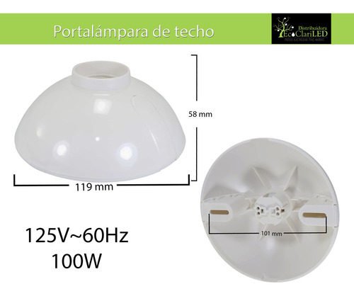 5 Pack Socket E27 Portalámpara Difus Techo 125v 100w Blanco