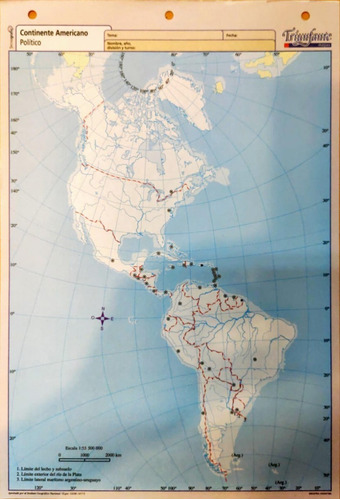 Block Mapa Continente Americano Politico Nro 5 X20 Unidades