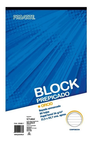 Block De Apuntes Oficio Prepicado Composición Lineal 80h