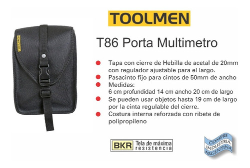 Bolso Cinturon Porta Multimetro Tester Toolmen T86