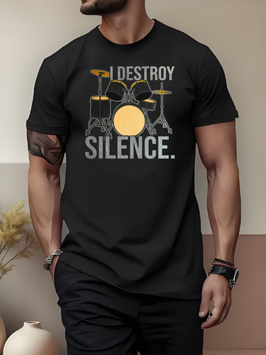 Playera Hombre I Destroy Silence Drum Set