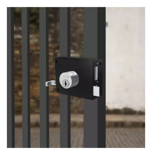 Fechadura Stam Sobrepor Portao Externa Ferro Madeira Casa Cor Preto