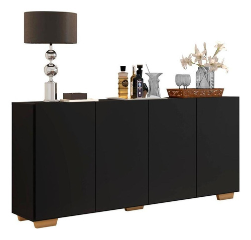 Aparador Buffet Multimóveis Veneza Fg3557 Preto/natural