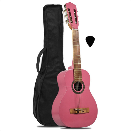 Guitarra Electro Criolla Niño Mini Funda Pua Colores + Color 1/2 Rosa Orientación De La Mano Diestro