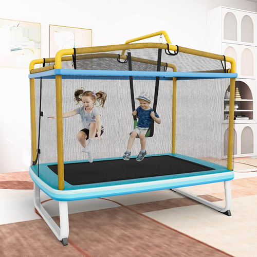 Trampolín Rectangular De 6 Pies Con Columpio Y Red Para Niño