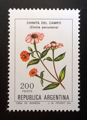 Argentina Flora, Sello Gj 2025 Flor 200p 1982 Mint L11646