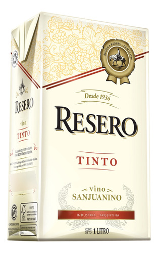 Vino  Tinto Tb 1 Lt Resero Vinos En Tetra Brick Pro