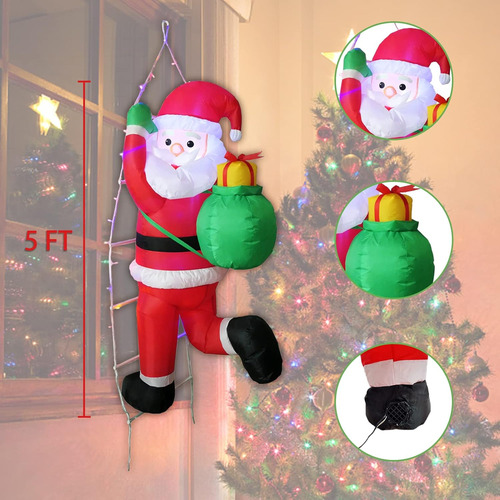 Decoracione Papá Noel Inflable De Navidad 1.5m Con Luz Led